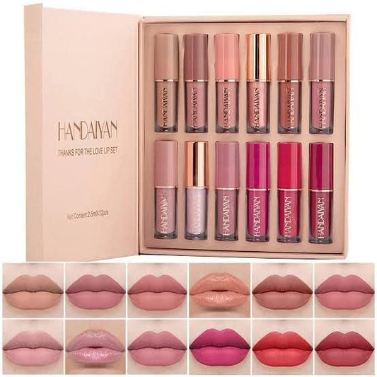 Lipstick Set of 12 Matte Velvet Mini Liquid Lipstick Set for Women