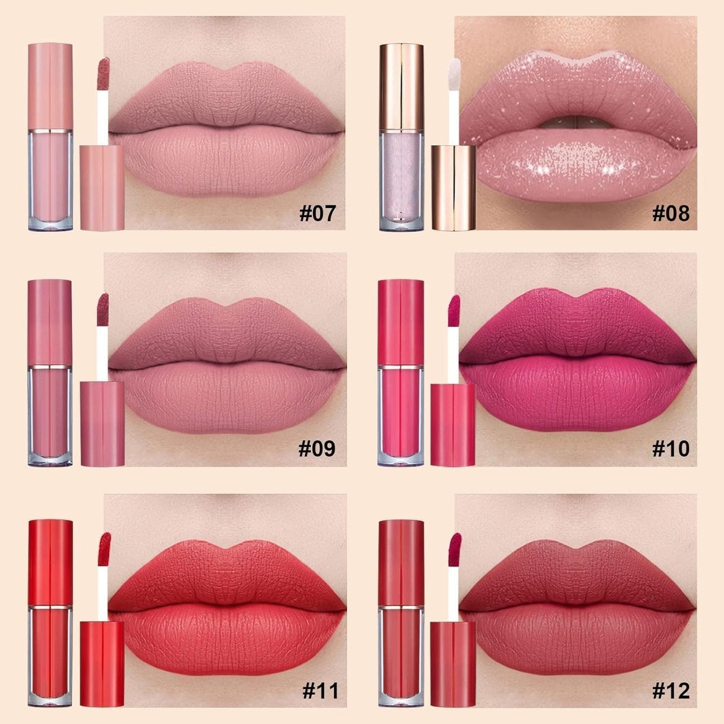 Lipstick Set of 12 Matte Velvet Mini Liquid Lipstick Set for Women